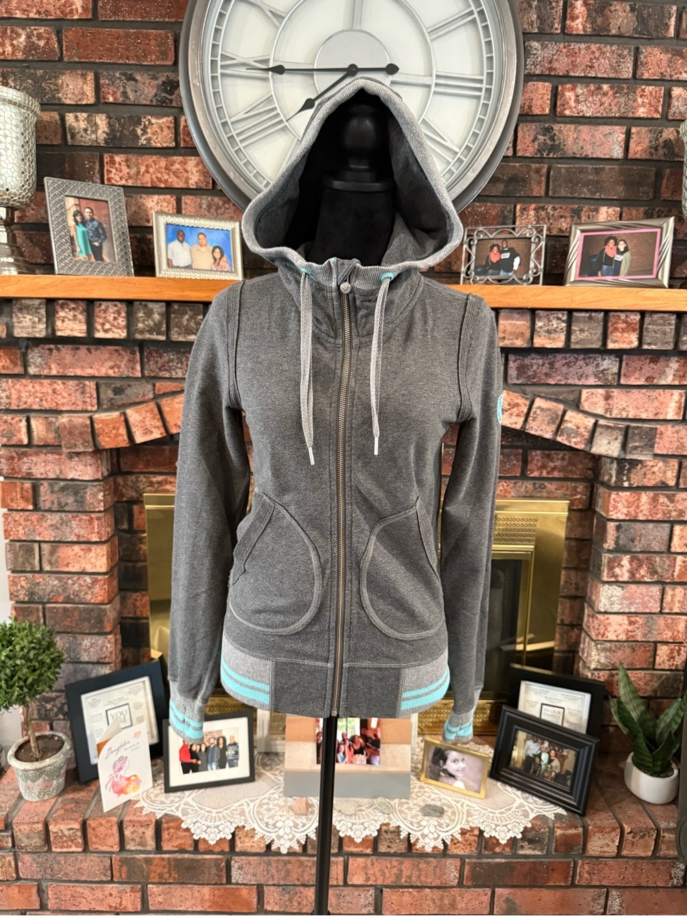 Lululemon Scuba Women’s Gray & Teal Zip-Up Hoodie Jacket